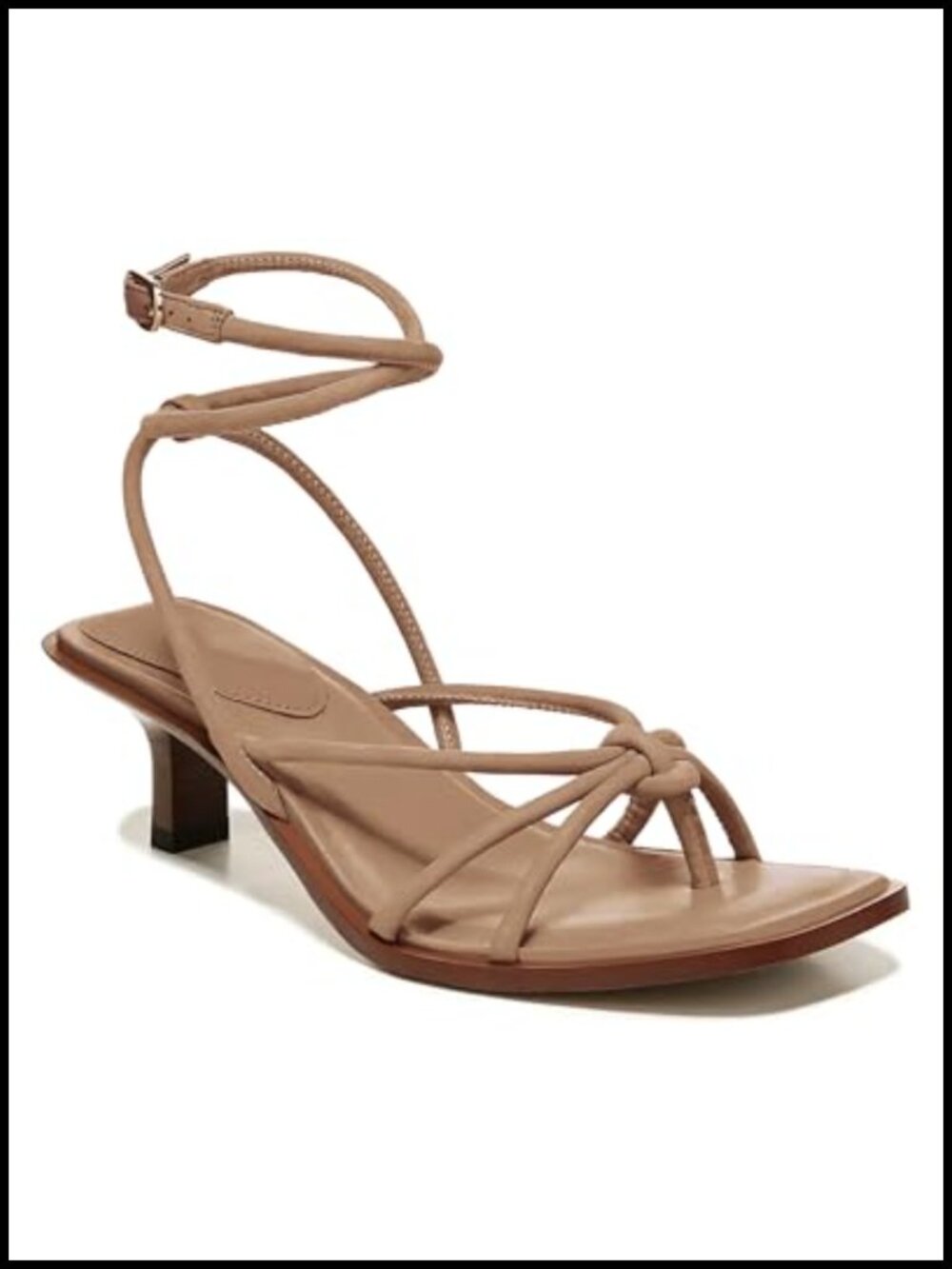 Faux Leather Strappy Gladiator Kitten Heel Sandals Square Open Toe Ankle Strap